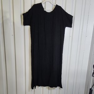 Honest Cotton Womens Black Textured Crinkle Cotton Maxi Dress One Size